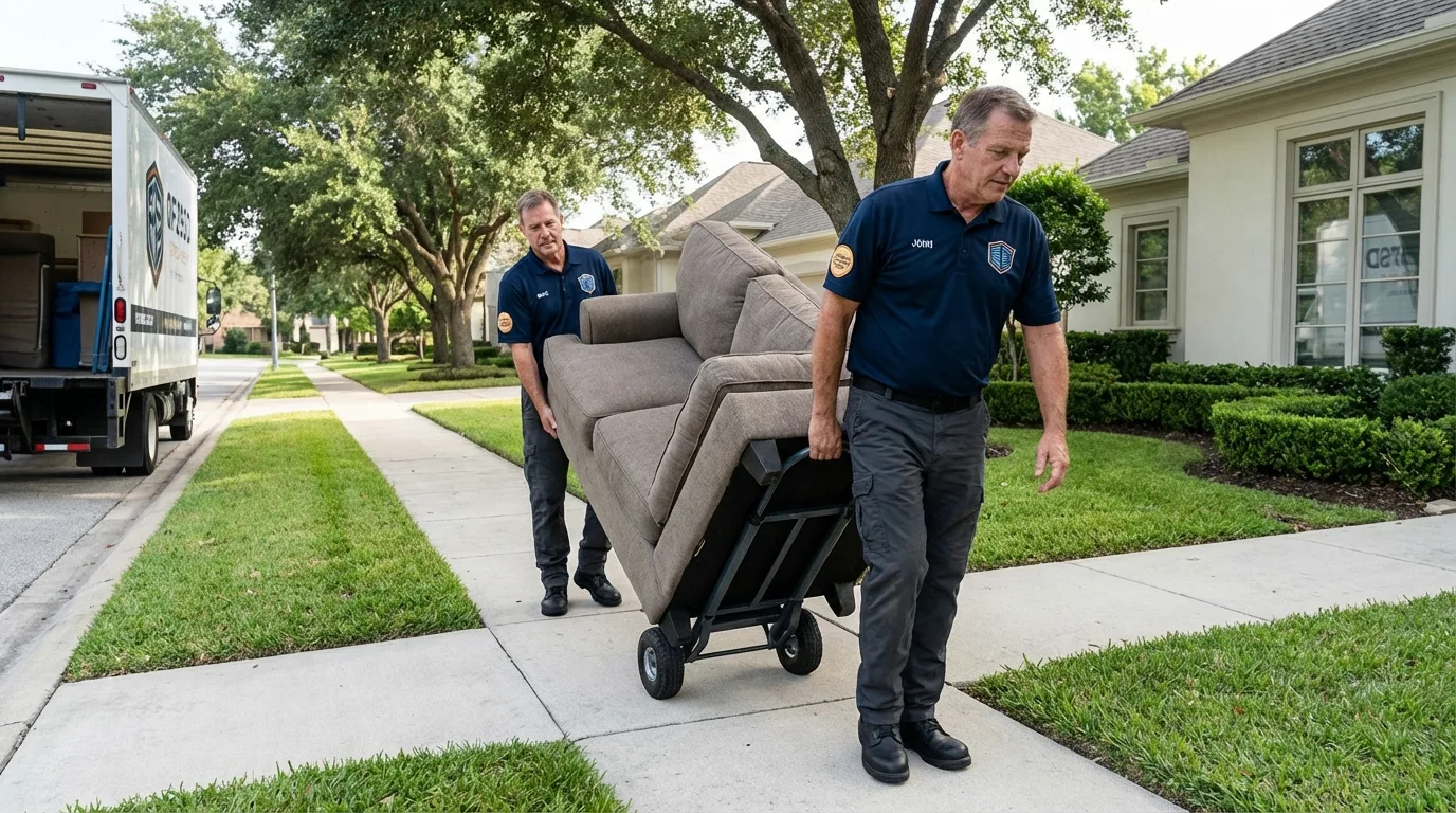Local residential moving crew loading furniture in Agoura Hills, CA